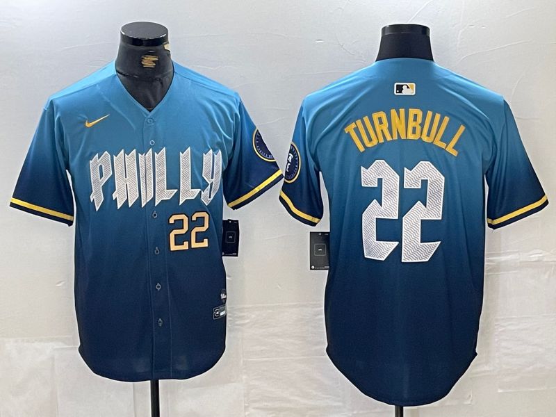 Men Philadelphia Phillies 22 Turnbull Blue City Edition Nike 2024 MLB Jersey style 2